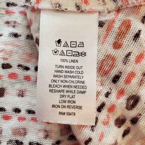 Artisan NY 100% Linen Patterned Tank Top Size S Earthy Neutral Sleeveless Boho - Picture 10 of 10